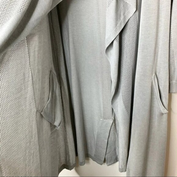 One Grey Day Women's Cardigan Sweater Long Belted Duster Draped Gray XS - Picture 8 of 15